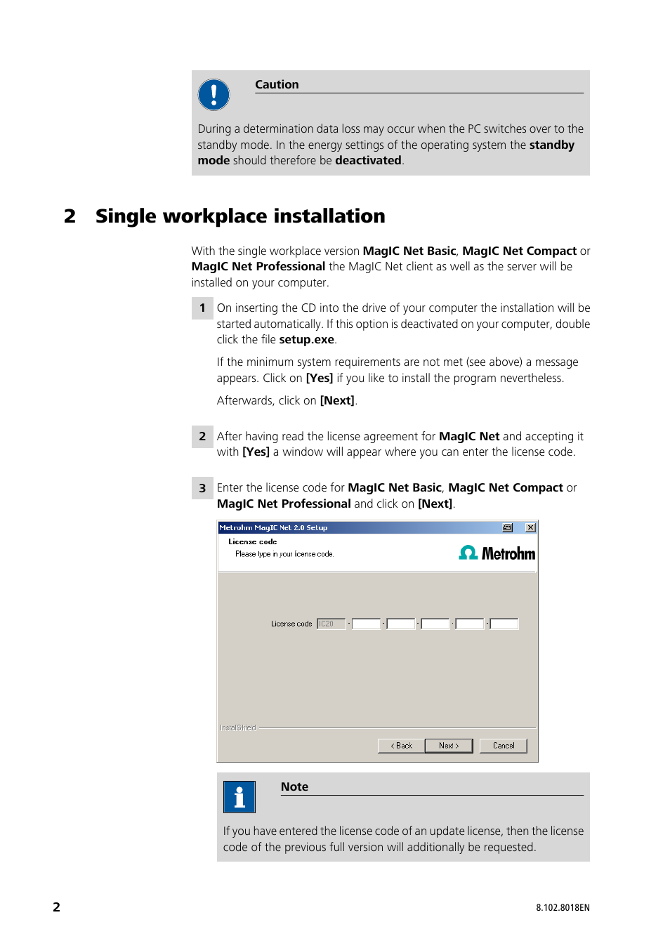 2 single workplace installation | Metrohm MagIC Net 2.1 User Manual | Page 2 / 13