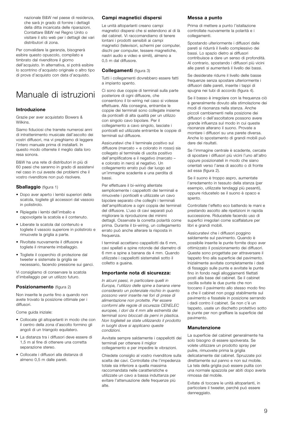 Manuale di istruzioni | Bowers & Wilkins DM602.5 S3 User Manual | Page 12 / 32