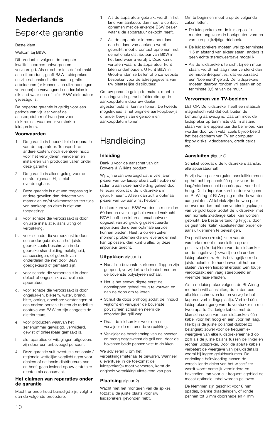 Nederlands beperkte garantie, Handleiding | Bowers & Wilkins DM602.5 S3 User Manual | Page 13 / 32
