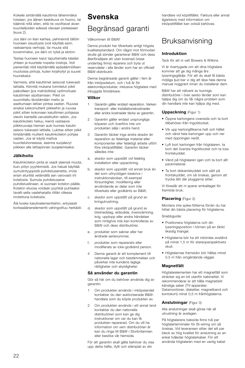 Svenska begränsad garanti, Bruksanvisning | Bowers & Wilkins DM602.5 S3 User Manual | Page 25 / 32