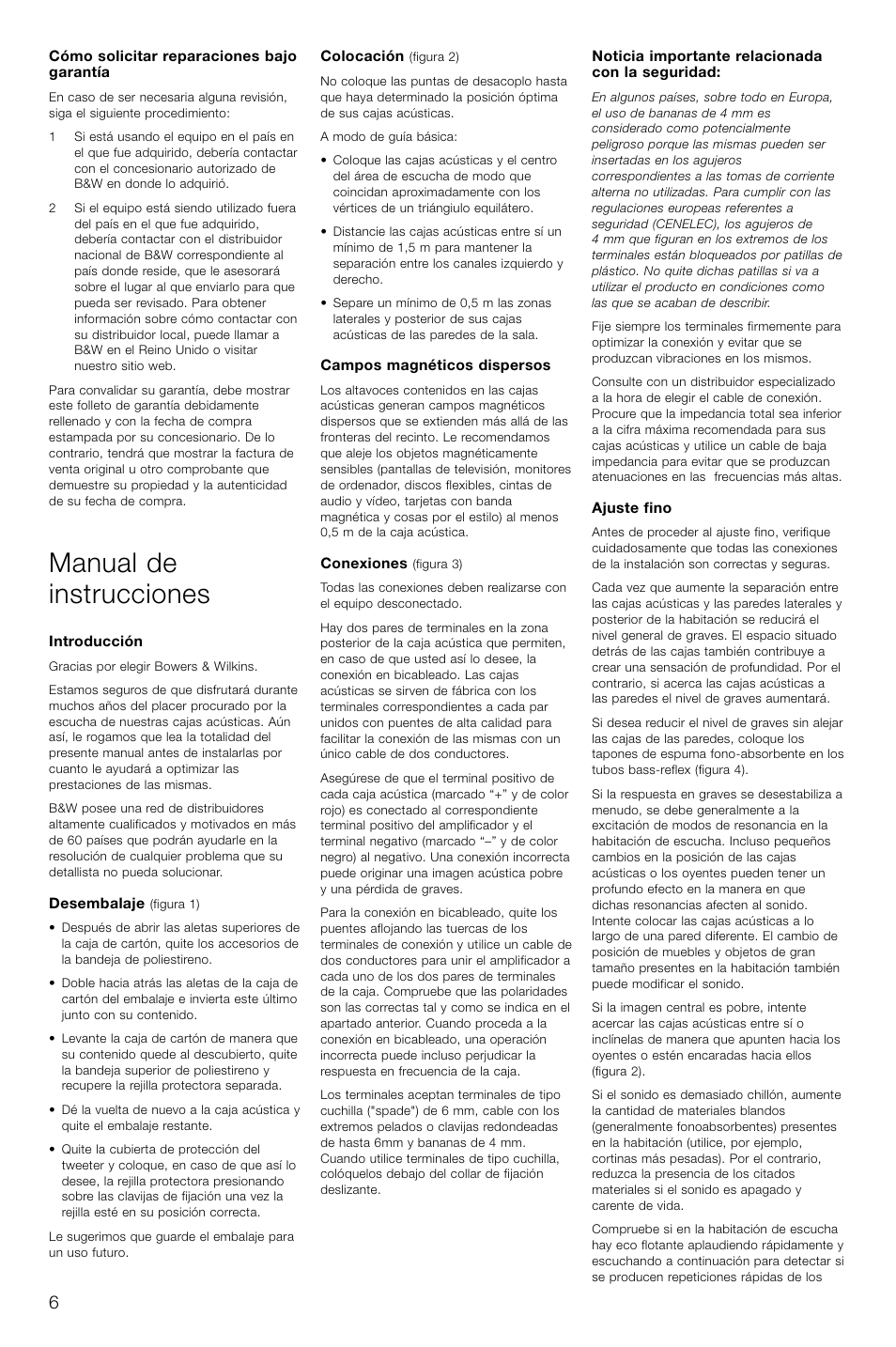 Manual de instrucciones | Bowers & Wilkins DM602.5 S3 User Manual | Page 9 / 32