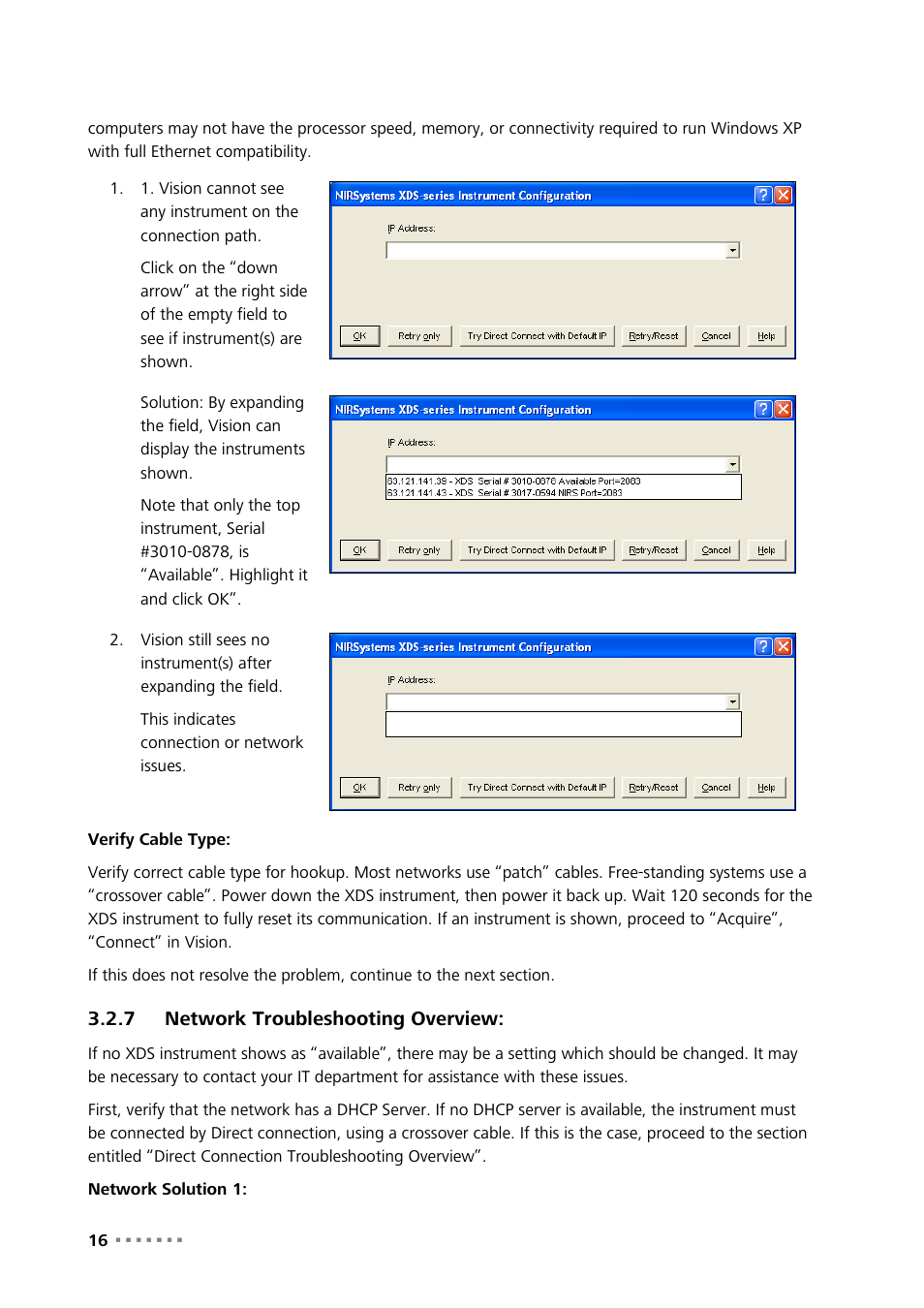 7 network troubleshooting overview, Network troubleshooting overview | Metrohm NIRS XDS SmartProbe Analyzer User Manual | Page 18 / 97