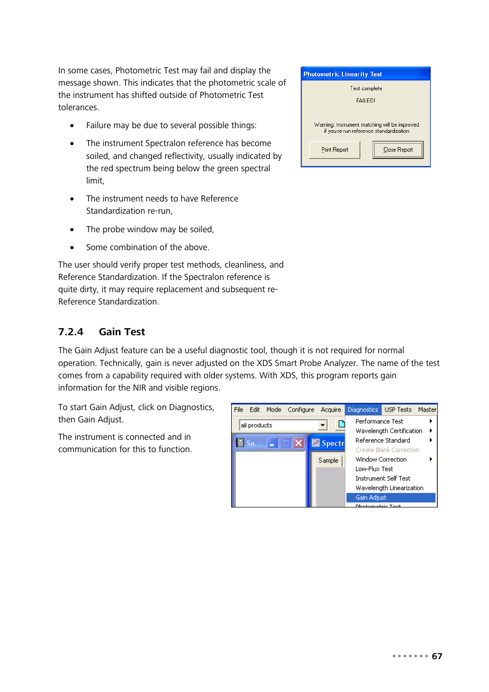 4 gain test, Gain test | Metrohm NIRS XDS SmartProbe Analyzer User Manual | Page 69 / 97