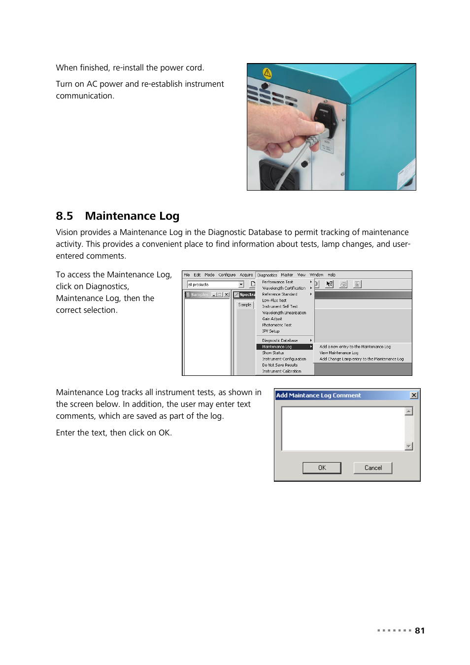 5 maintenance log, Maintenance log | Metrohm NIRS XDS SmartProbe Analyzer User Manual | Page 83 / 97