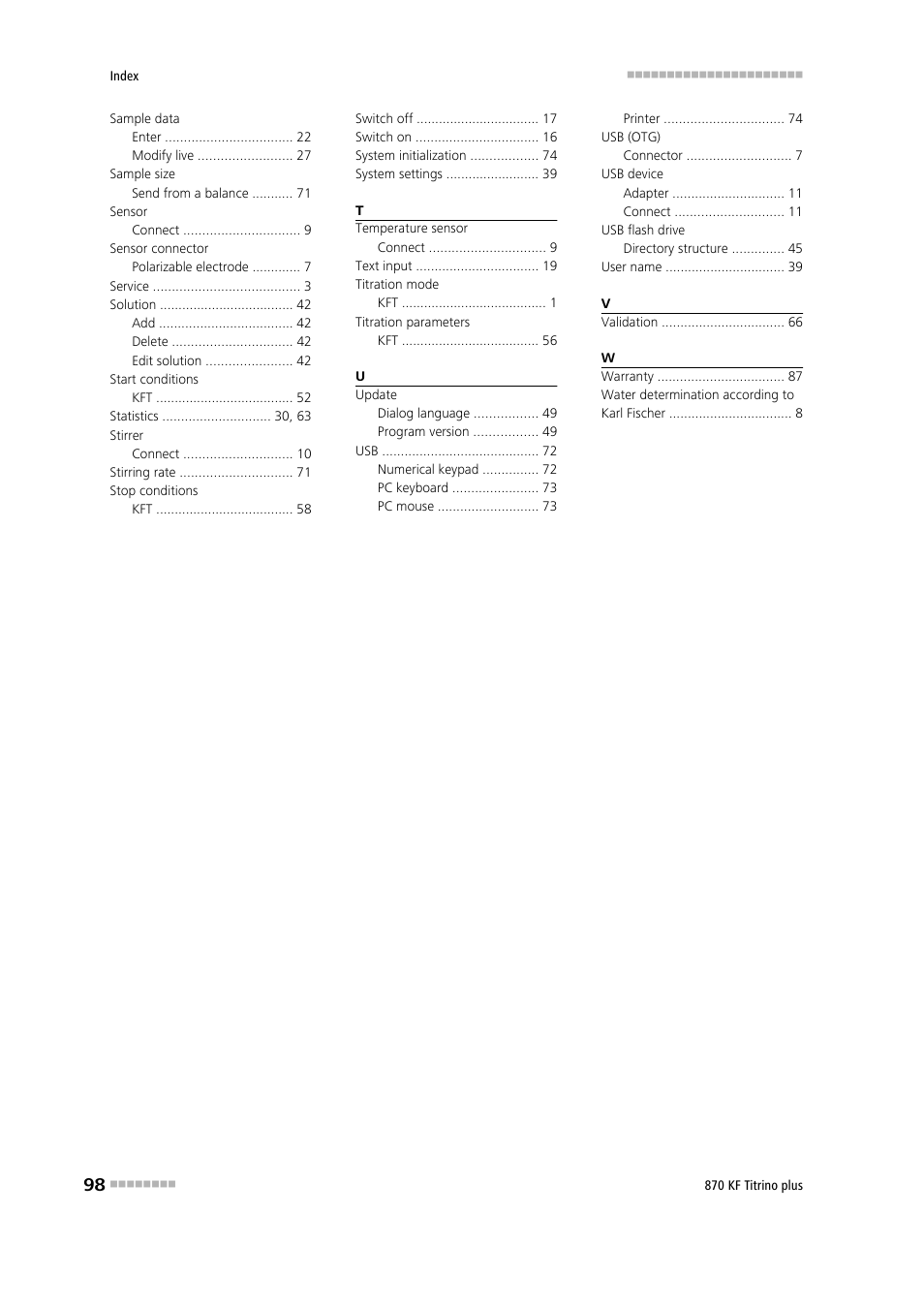 Metrohm 870 KF Titrino plus Manual User Manual | Page 108 / 108