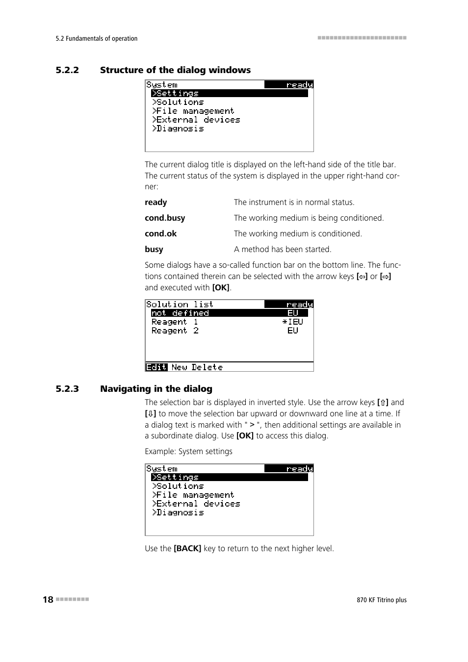 2 structure of the dialog windows, 3 navigating in the dialog, Structure of the dialog windows | Navigating in the dialog | Metrohm 870 KF Titrino plus Manual User Manual | Page 28 / 108