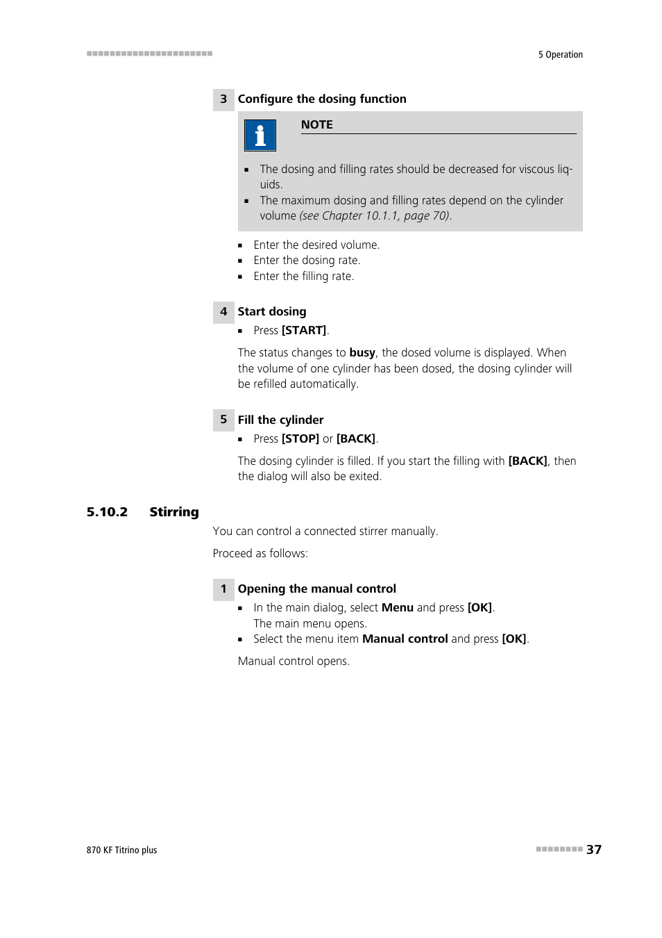 2 stirring, Stirring | Metrohm 870 KF Titrino plus Manual User Manual | Page 47 / 108