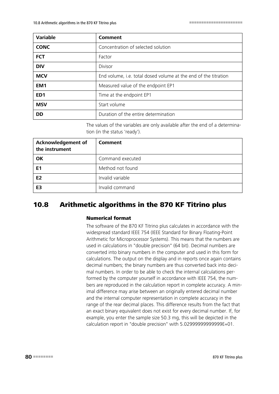 8 arithmetic algorithms in the 870 kf titrino plus | Metrohm 870 KF Titrino plus Manual User Manual | Page 90 / 108