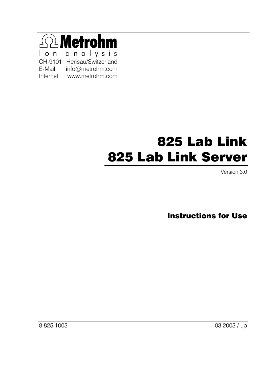 Instructions for use | Metrohm 857 Titrando User Manual | Page 3 / 37