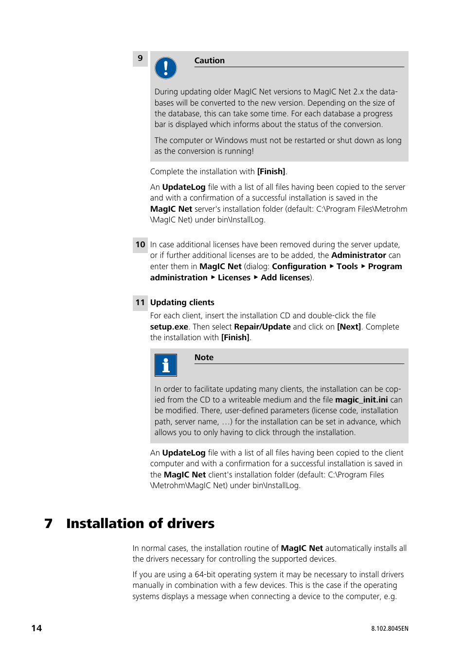 7 installation of drivers | Metrohm MagIC Net 2.4 User Manual | Page 14 / 17
