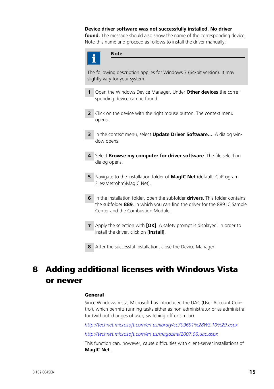 Metrohm MagIC Net 2.4 User Manual | Page 15 / 17