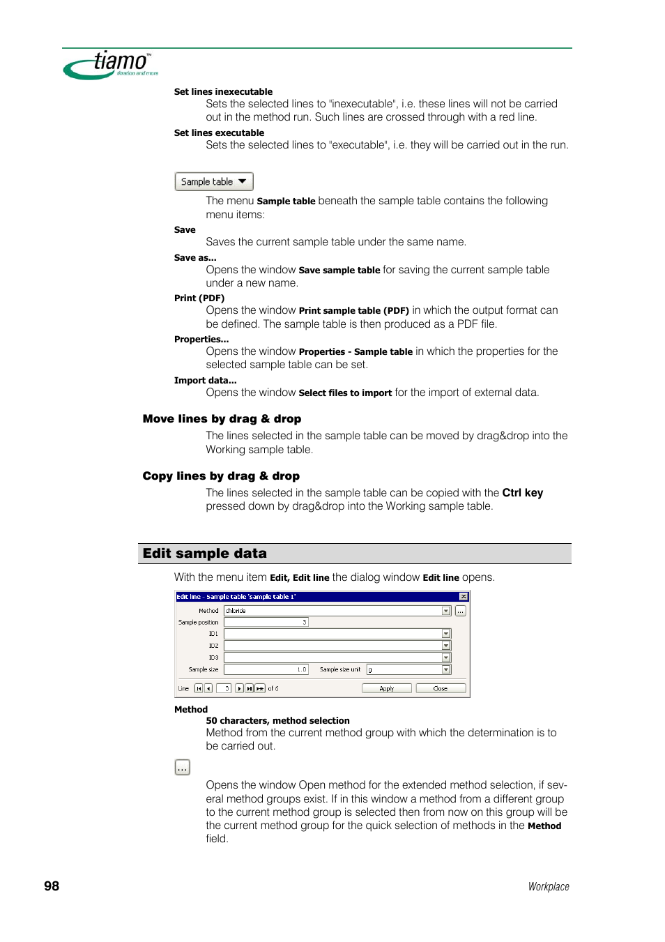 Edit sample data | Metrohm tiamo 1.1 Manual User Manual | Page 126 / 838