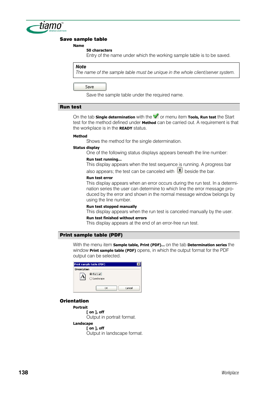 Run test, Print sample table (pdf) | Metrohm tiamo 1.1 Manual User Manual | Page 166 / 838