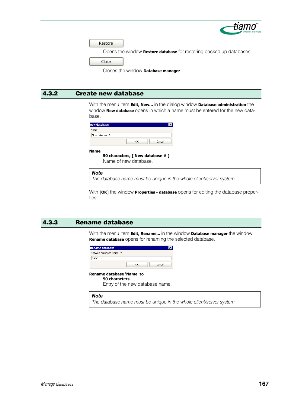 2 create new database, 3 rename database | Metrohm tiamo 1.1 Manual User Manual | Page 195 / 838