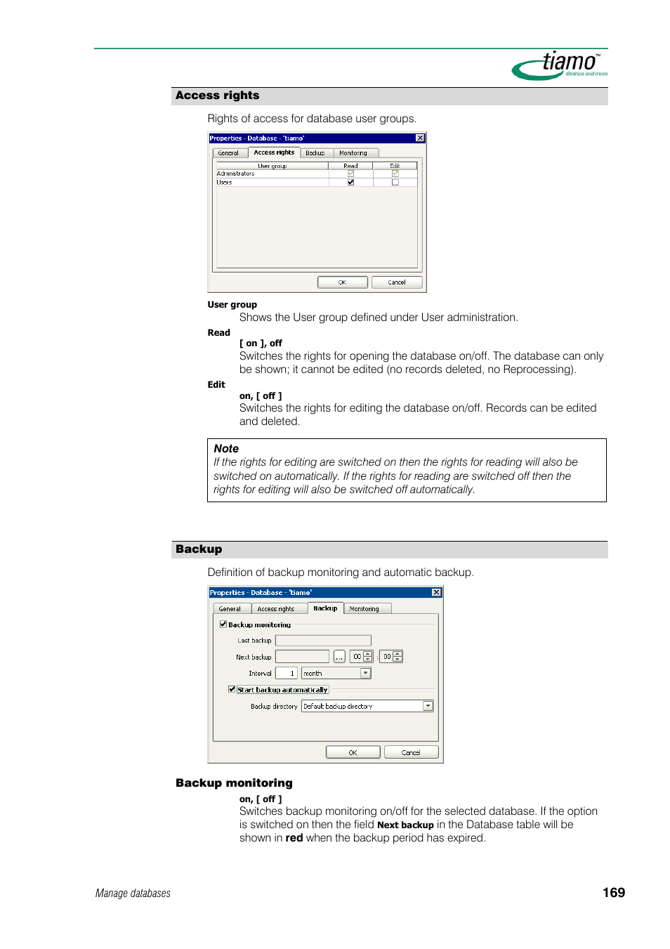 Access rights, Backup | Metrohm tiamo 1.1 Manual User Manual | Page 197 / 838