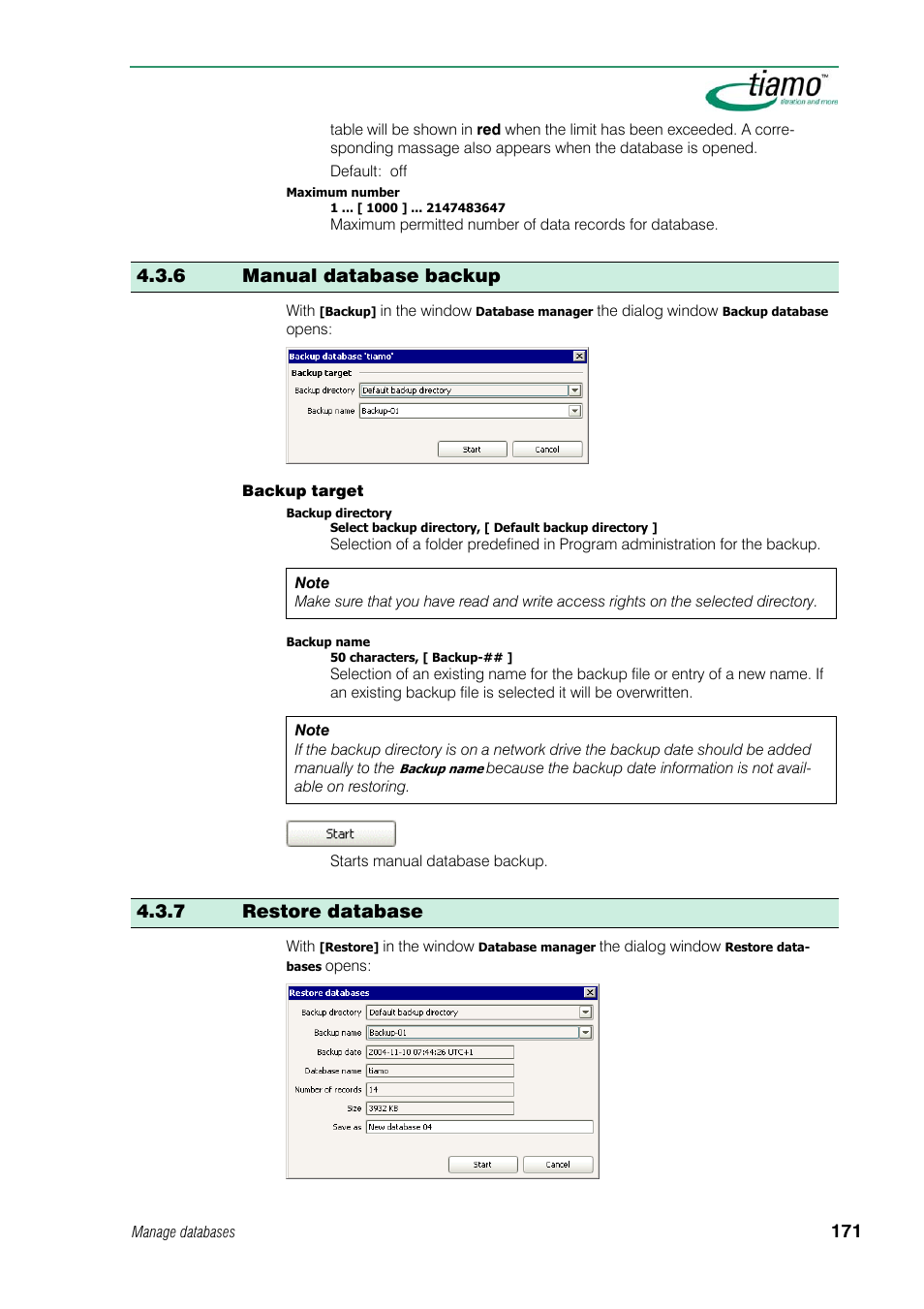 6 manual database backup, 7 restore database | Metrohm tiamo 1.1 Manual User Manual | Page 199 / 838