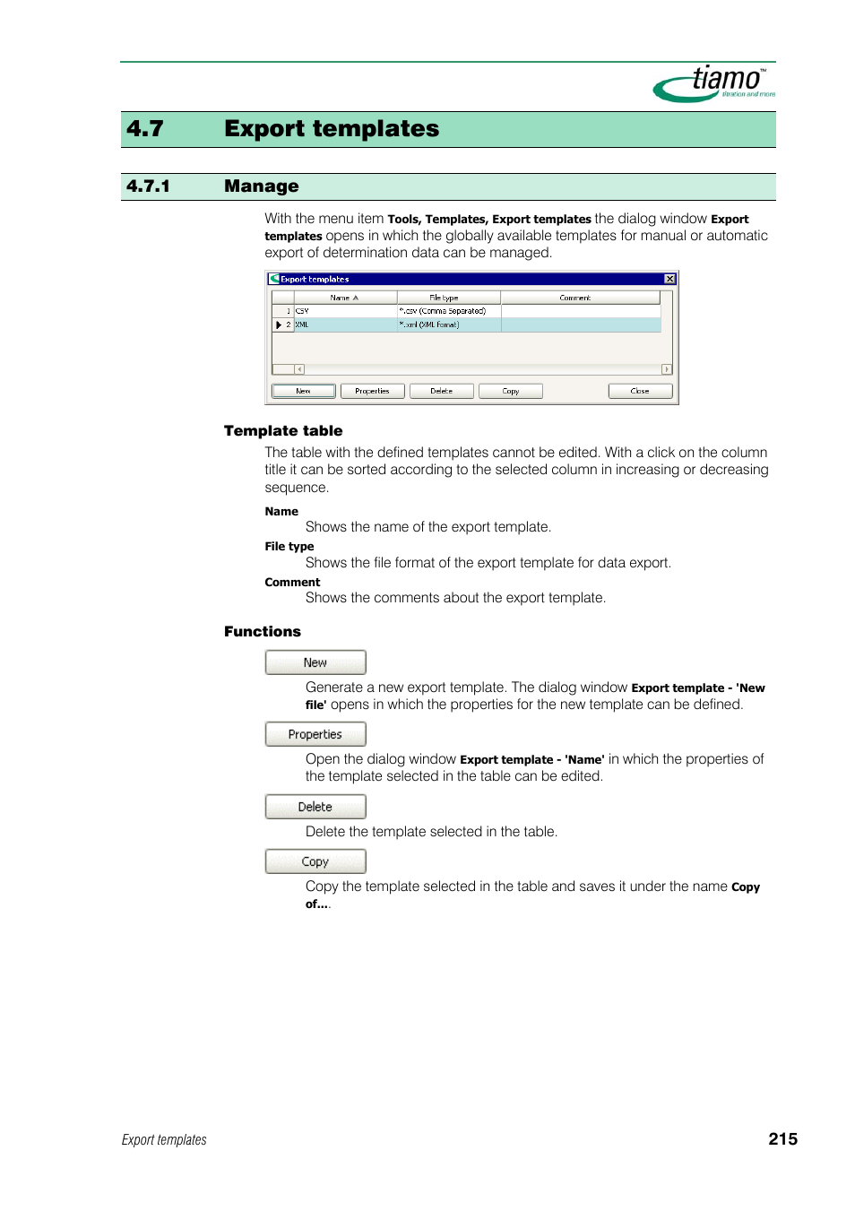 7 export templates, 1 manage | Metrohm tiamo 1.1 Manual User Manual | Page 243 / 838