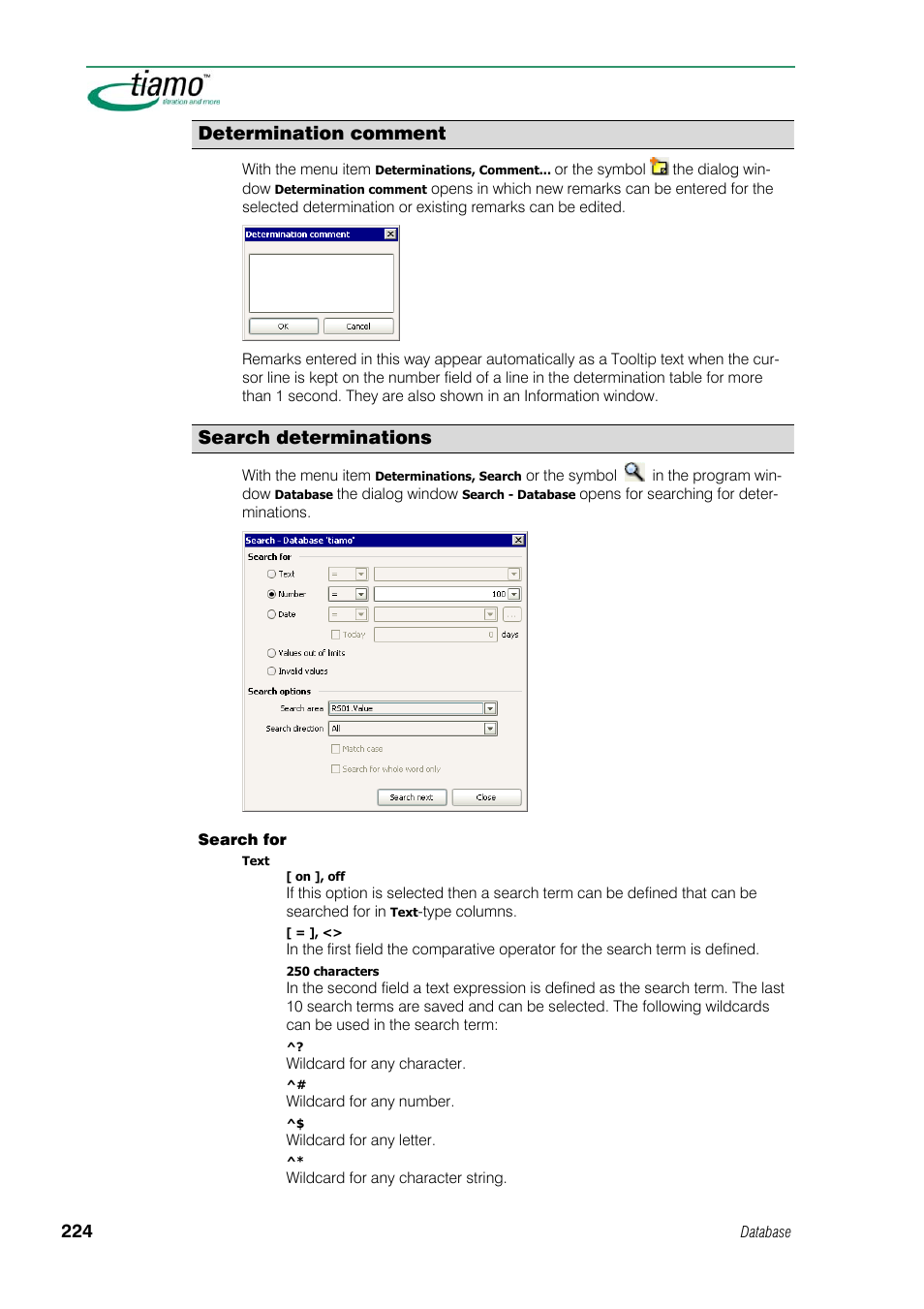 Determination comment, Search determinations | Metrohm tiamo 1.1 Manual User Manual | Page 252 / 838