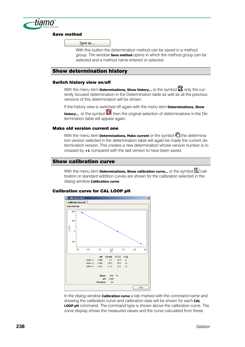 Show determination history, Show calibration curve | Metrohm tiamo 1.1 Manual User Manual | Page 266 / 838