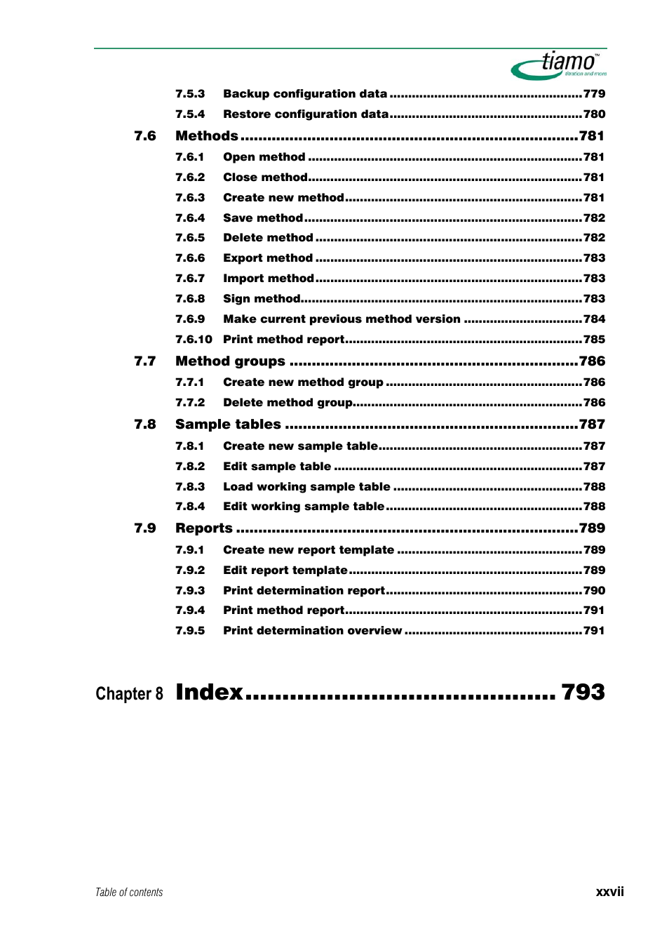 Index, Chapter 8 | Metrohm tiamo 1.1 Manual User Manual | Page 27 / 838