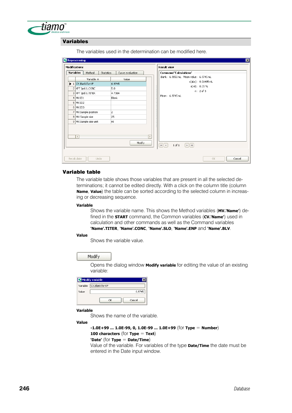 Variables | Metrohm tiamo 1.1 Manual User Manual | Page 274 / 838
