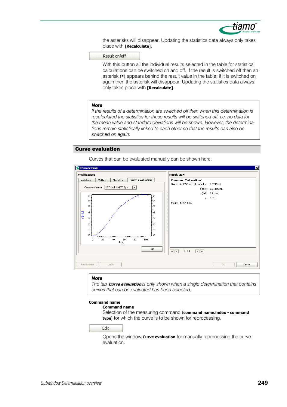 Curve evaluation | Metrohm tiamo 1.1 Manual User Manual | Page 277 / 838