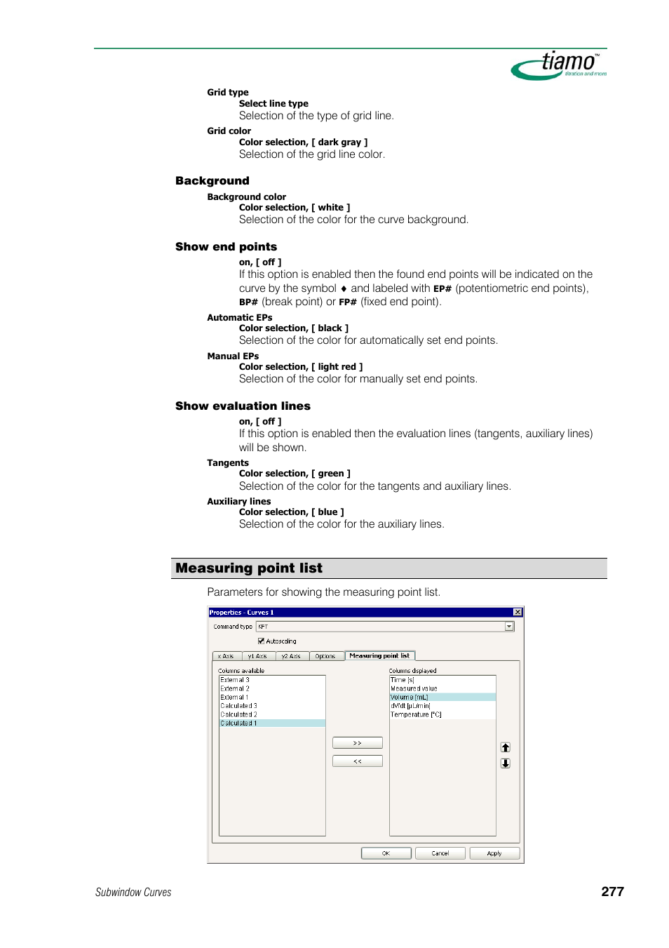 Measuring point list | Metrohm tiamo 1.1 Manual User Manual | Page 305 / 838