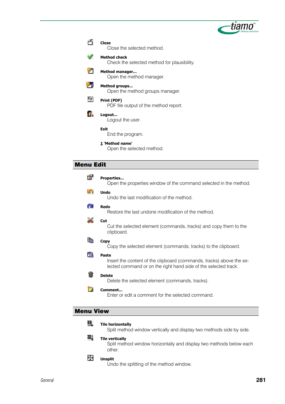 Menu edit, Menu view | Metrohm tiamo 1.1 Manual User Manual | Page 309 / 838