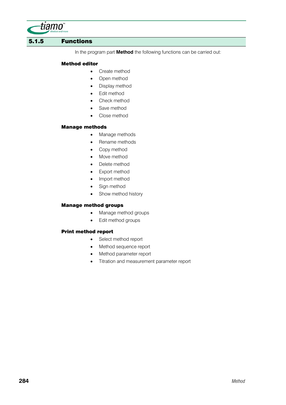 5 functions | Metrohm tiamo 1.1 Manual User Manual | Page 312 / 838