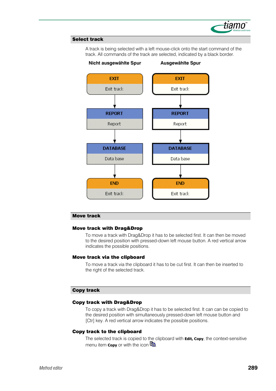 Select track, Move track, Copy track | Metrohm tiamo 1.1 Manual User Manual | Page 317 / 838