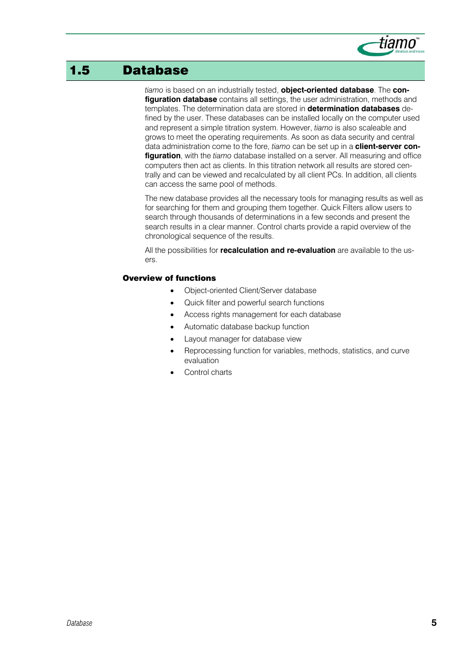 5 database | Metrohm tiamo 1.1 Manual User Manual | Page 33 / 838