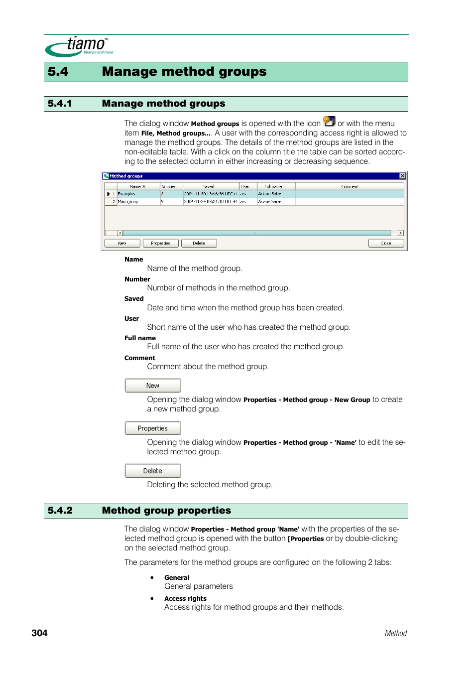 4 manage method groups, 1 manage method groups, 2 method group properties | Metrohm tiamo 1.1 Manual User Manual | Page 332 / 838