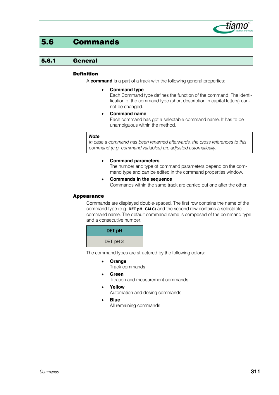 6 commands, 1 general | Metrohm tiamo 1.1 Manual User Manual | Page 339 / 838