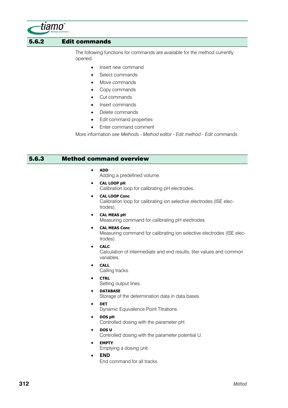 2 edit commands, 3 method command overview | Metrohm tiamo 1.1 Manual User Manual | Page 340 / 838