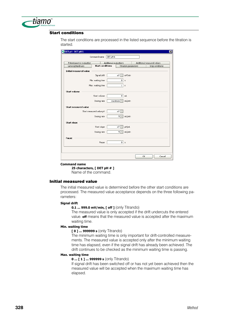 Start conditions | Metrohm tiamo 1.1 Manual User Manual | Page 356 / 838