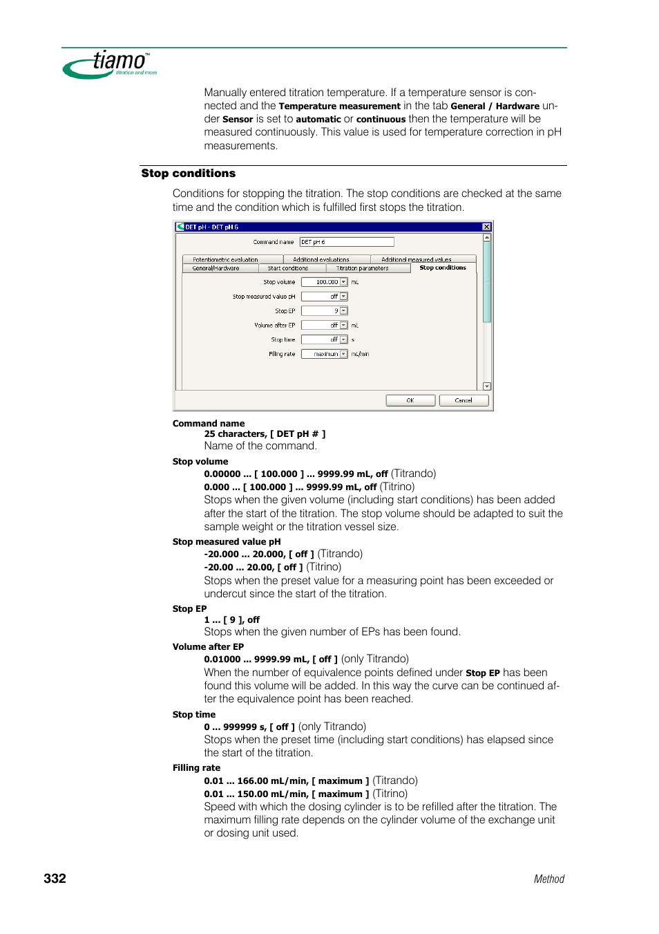 Stop conditions | Metrohm tiamo 1.1 Manual User Manual | Page 360 / 838