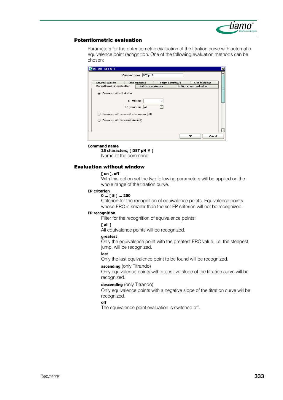 Potentiometric evaluation | Metrohm tiamo 1.1 Manual User Manual | Page 361 / 838