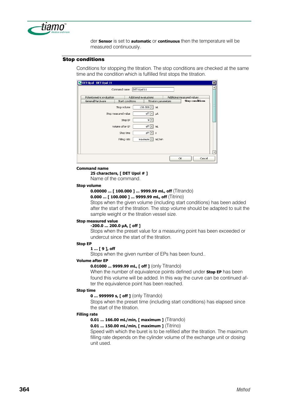 Stop conditions | Metrohm tiamo 1.1 Manual User Manual | Page 392 / 838