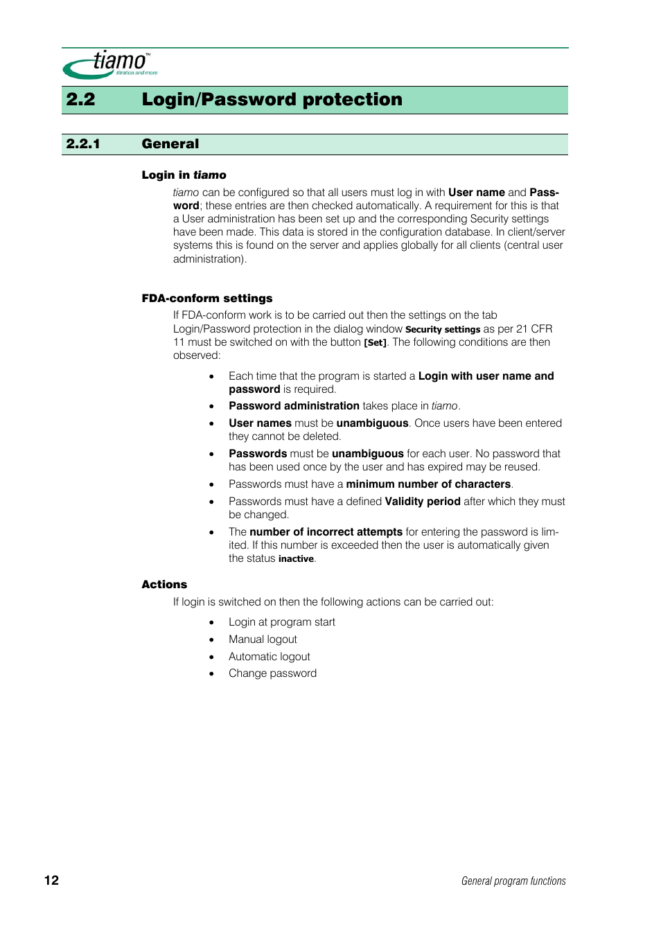 2 login/password protection, 1 general | Metrohm tiamo 1.1 Manual User Manual | Page 40 / 838