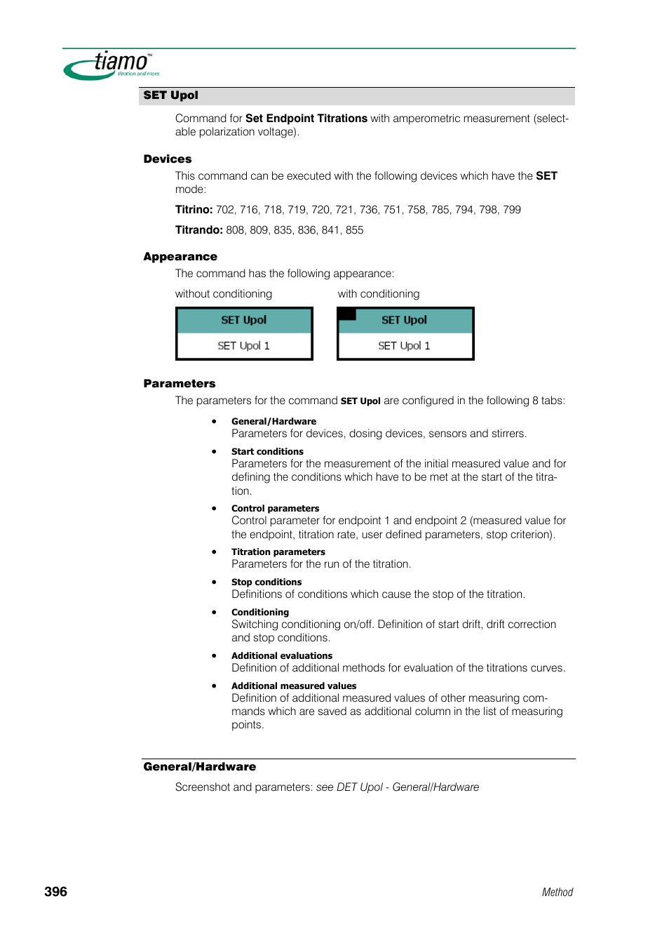 Set upol, General/hardware | Metrohm tiamo 1.1 Manual User Manual | Page 424 / 838