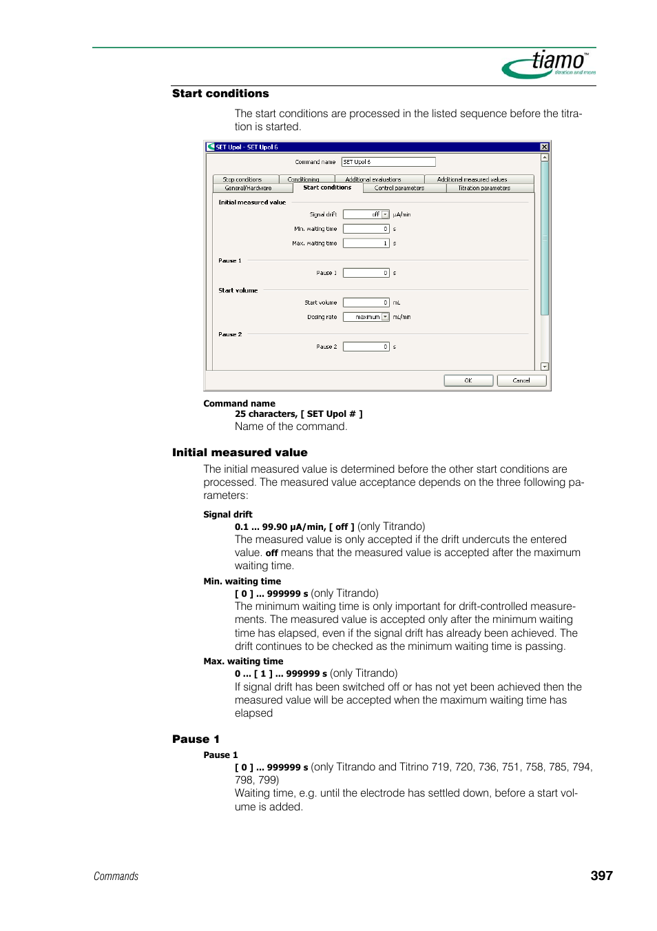 Start conditions | Metrohm tiamo 1.1 Manual User Manual | Page 425 / 838