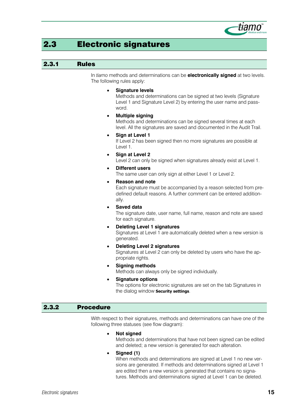 3 electronic signatures, 1 rules, 2 procedure | Metrohm tiamo 1.1 Manual User Manual | Page 43 / 838