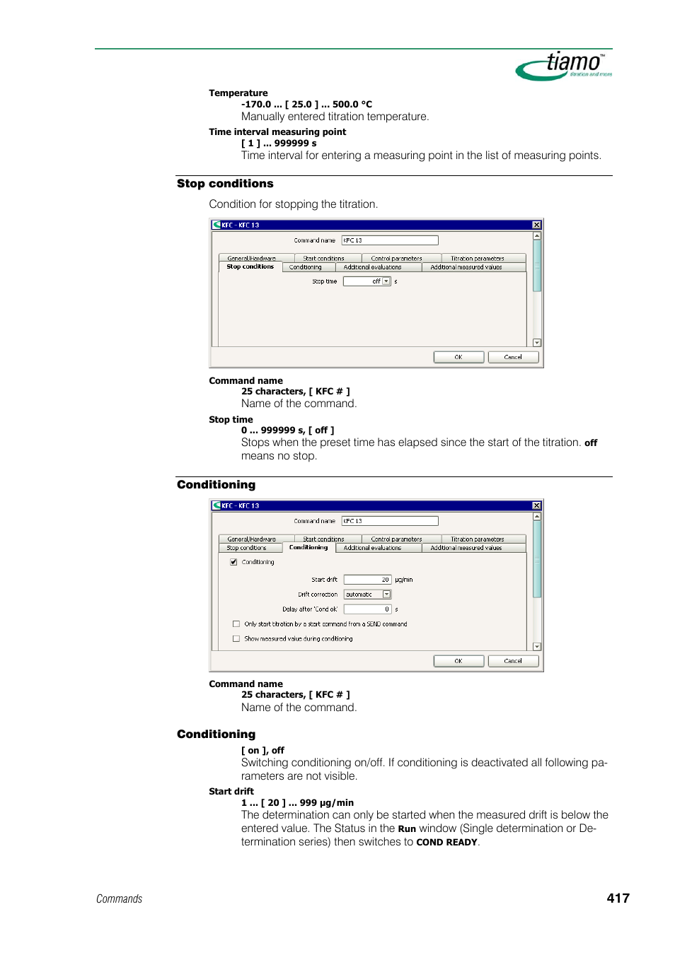 Stop conditions, Conditioning | Metrohm tiamo 1.1 Manual User Manual | Page 445 / 838