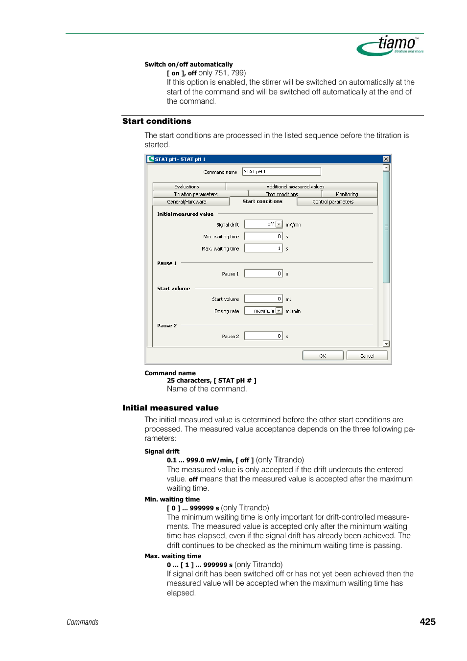 Start conditions | Metrohm tiamo 1.1 Manual User Manual | Page 453 / 838