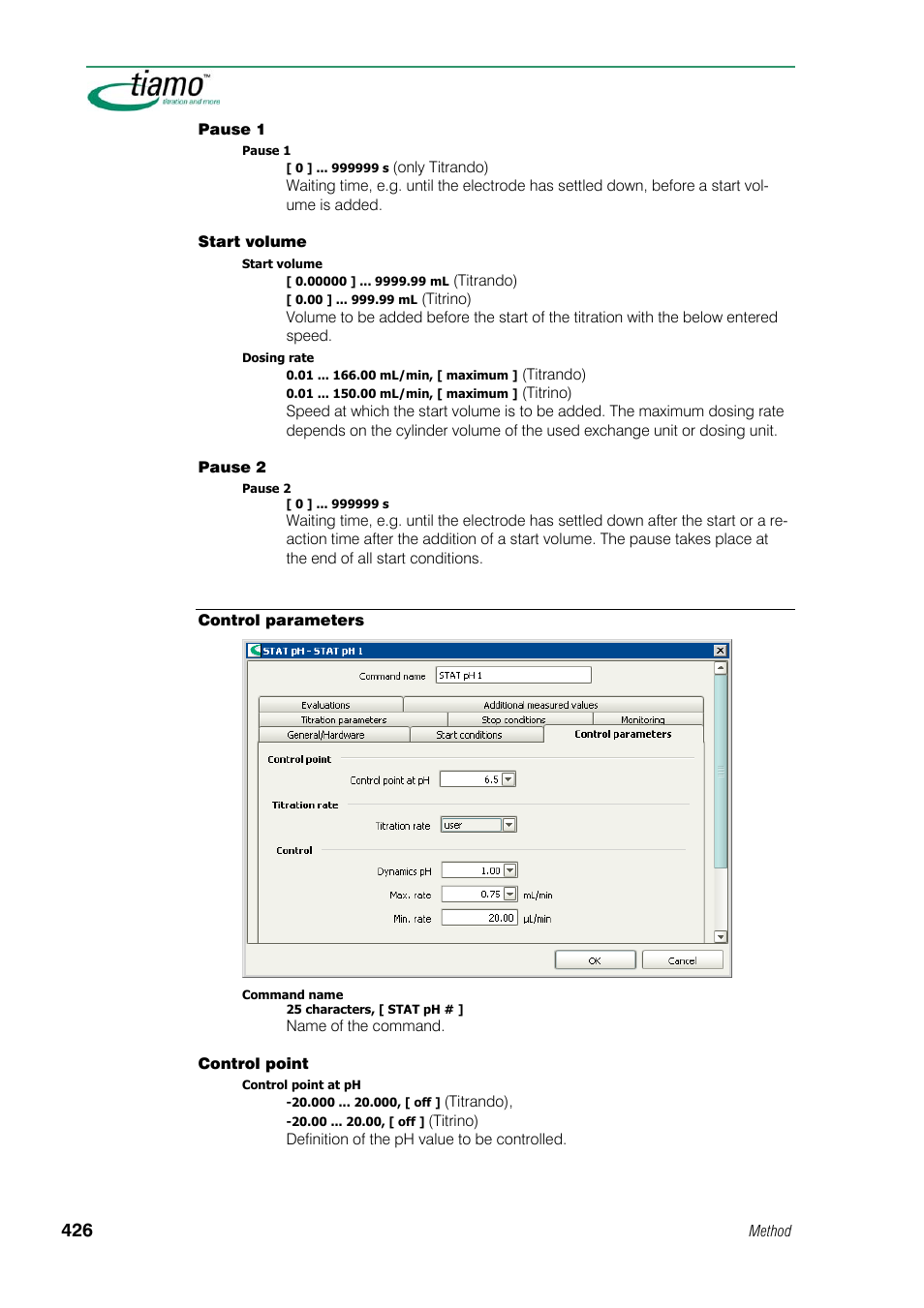 Control parameters | Metrohm tiamo 1.1 Manual User Manual | Page 454 / 838