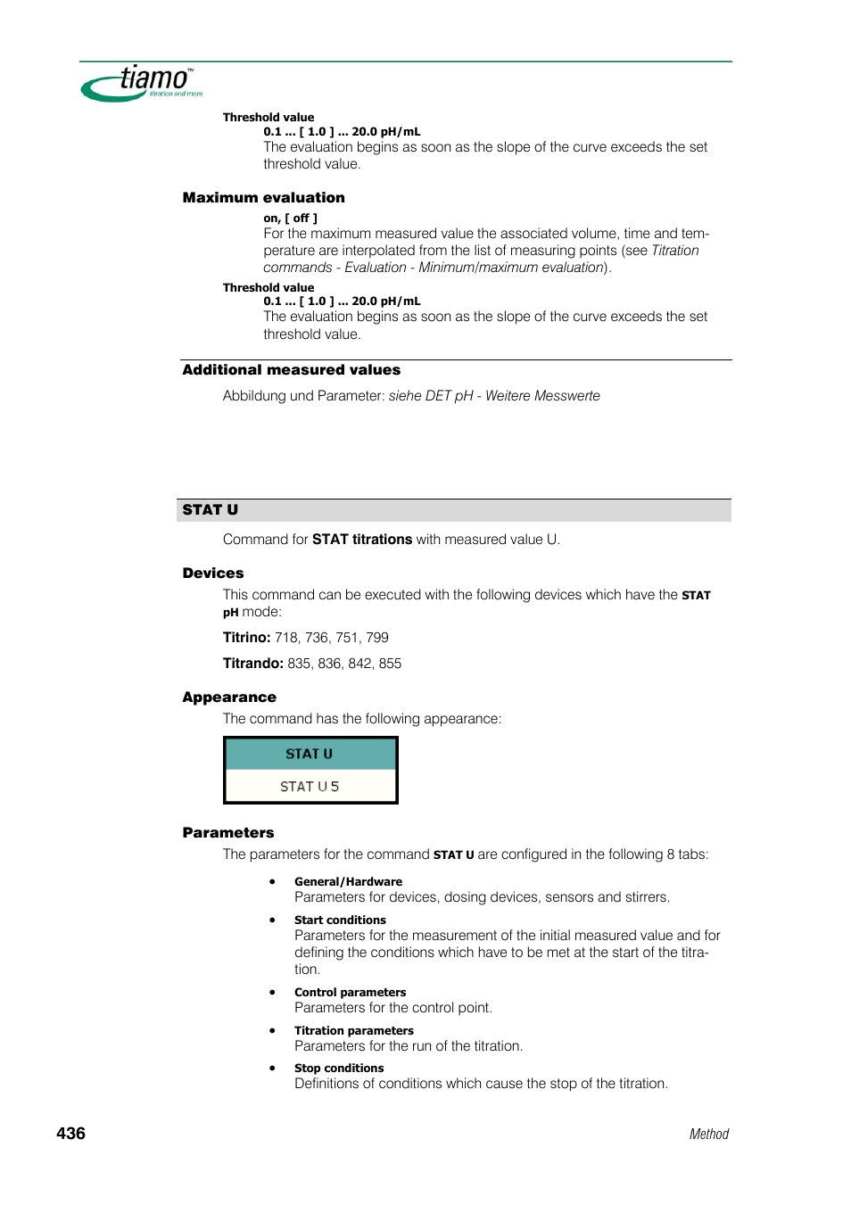 Additional measured values, Stat u | Metrohm tiamo 1.1 Manual User Manual | Page 464 / 838