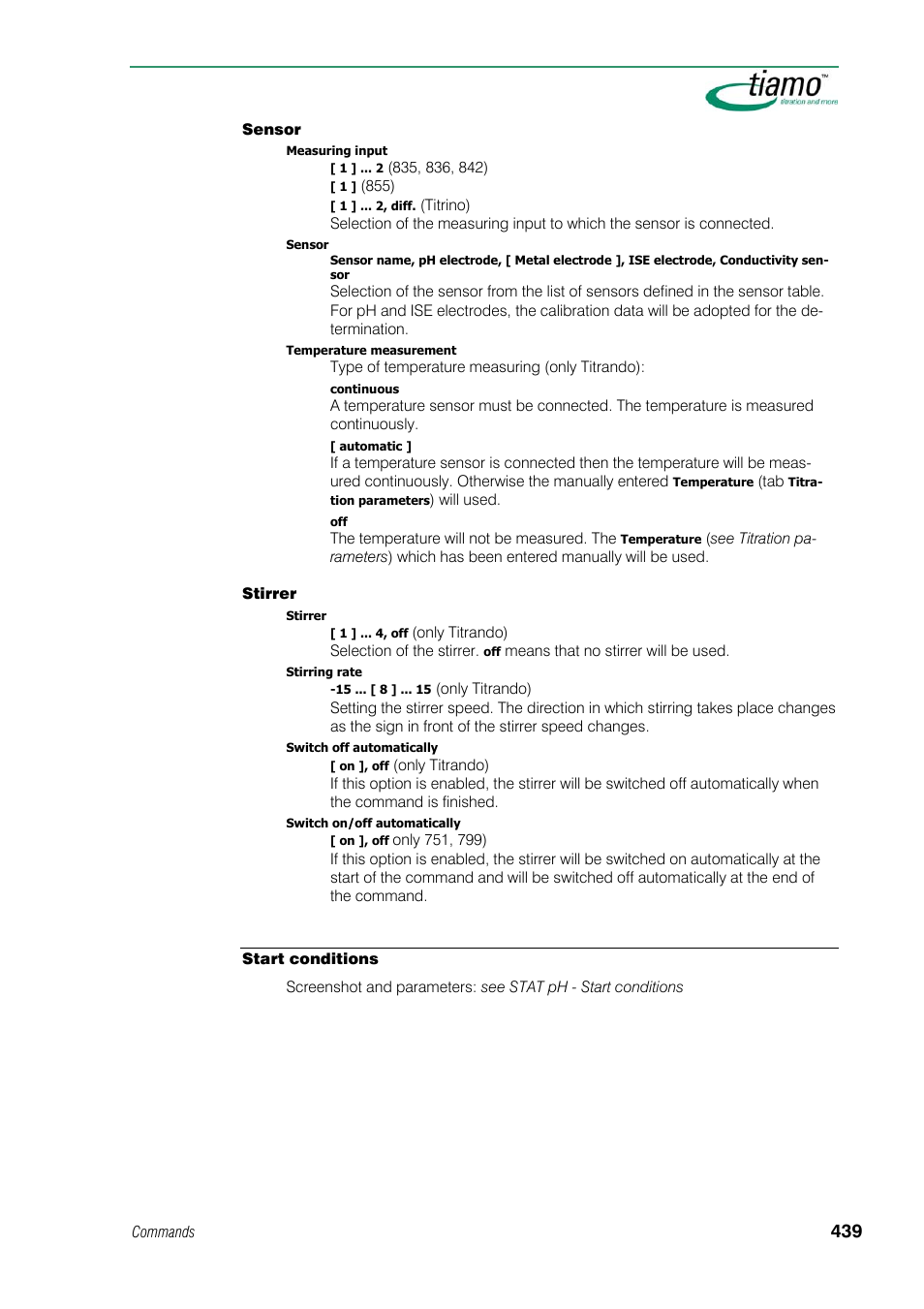 Start conditions | Metrohm tiamo 1.1 Manual User Manual | Page 467 / 838