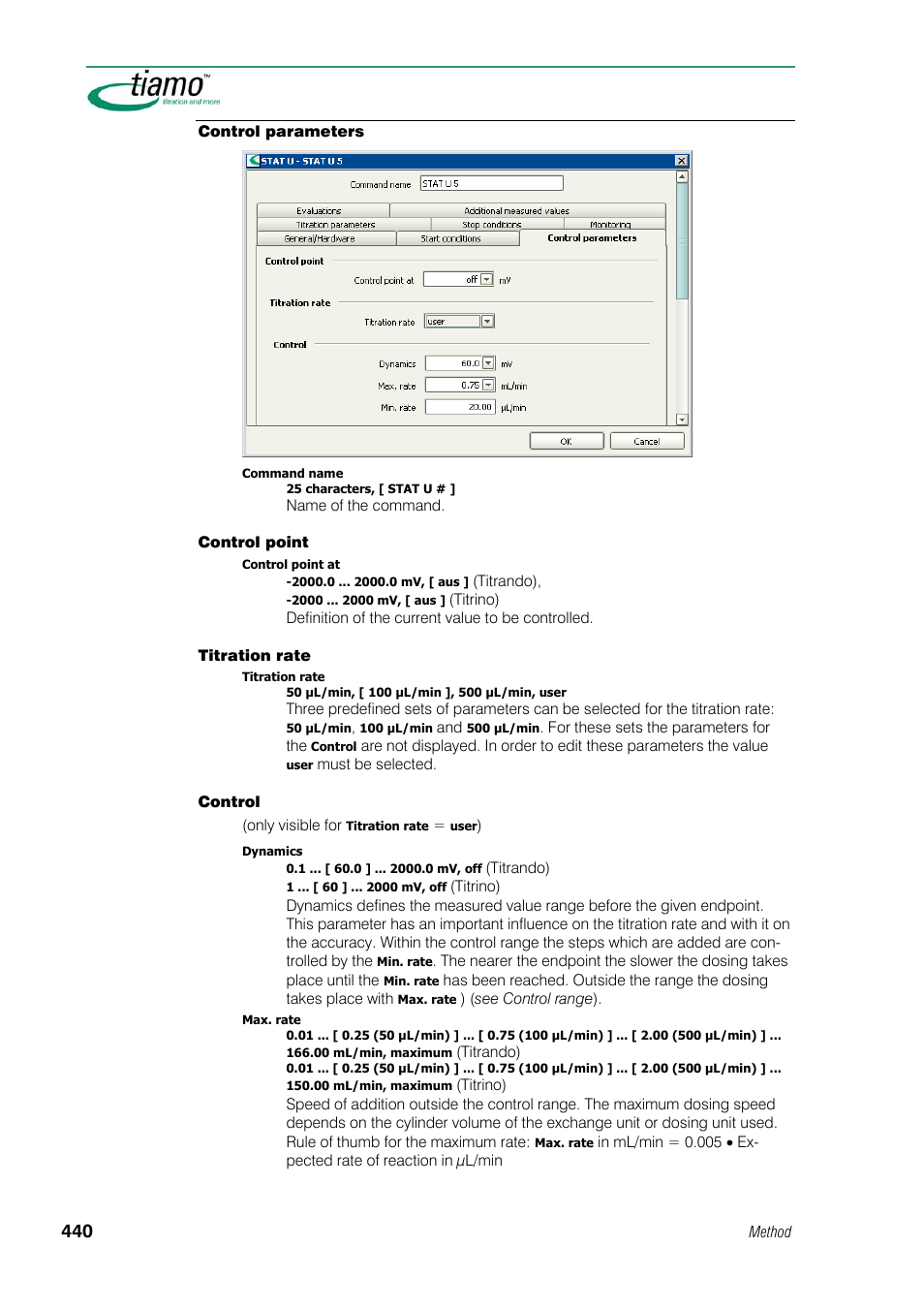 Control parameters | Metrohm tiamo 1.1 Manual User Manual | Page 468 / 838