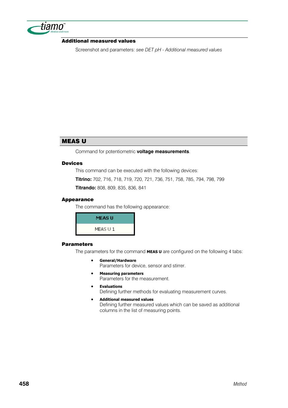 Additional measured values, Meas u | Metrohm tiamo 1.1 Manual User Manual | Page 486 / 838