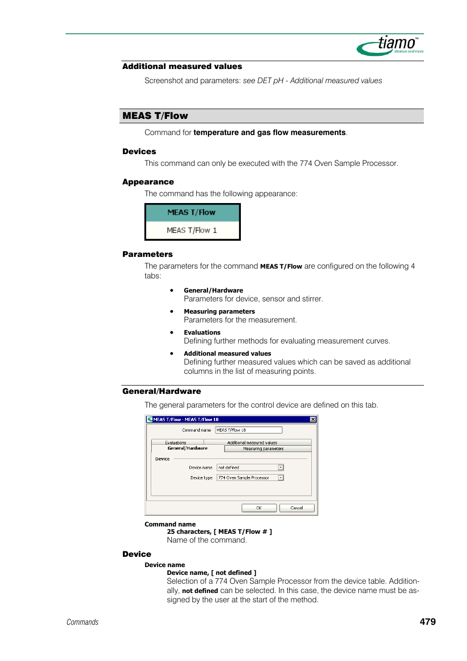 Additional measured values, Meas t/flow, General/hardware | Metrohm tiamo 1.1 Manual User Manual | Page 507 / 838